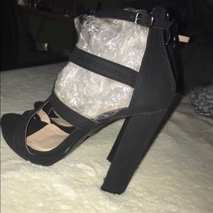 Black suede gladiator heeled sandal